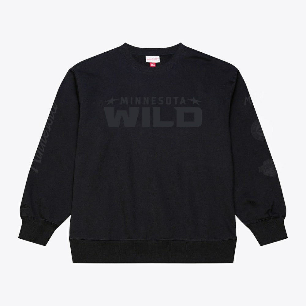 Minnesota Wild Mitchell & Ness Phantom Fleece Crew Neck Sweatshirt - Black - NHL