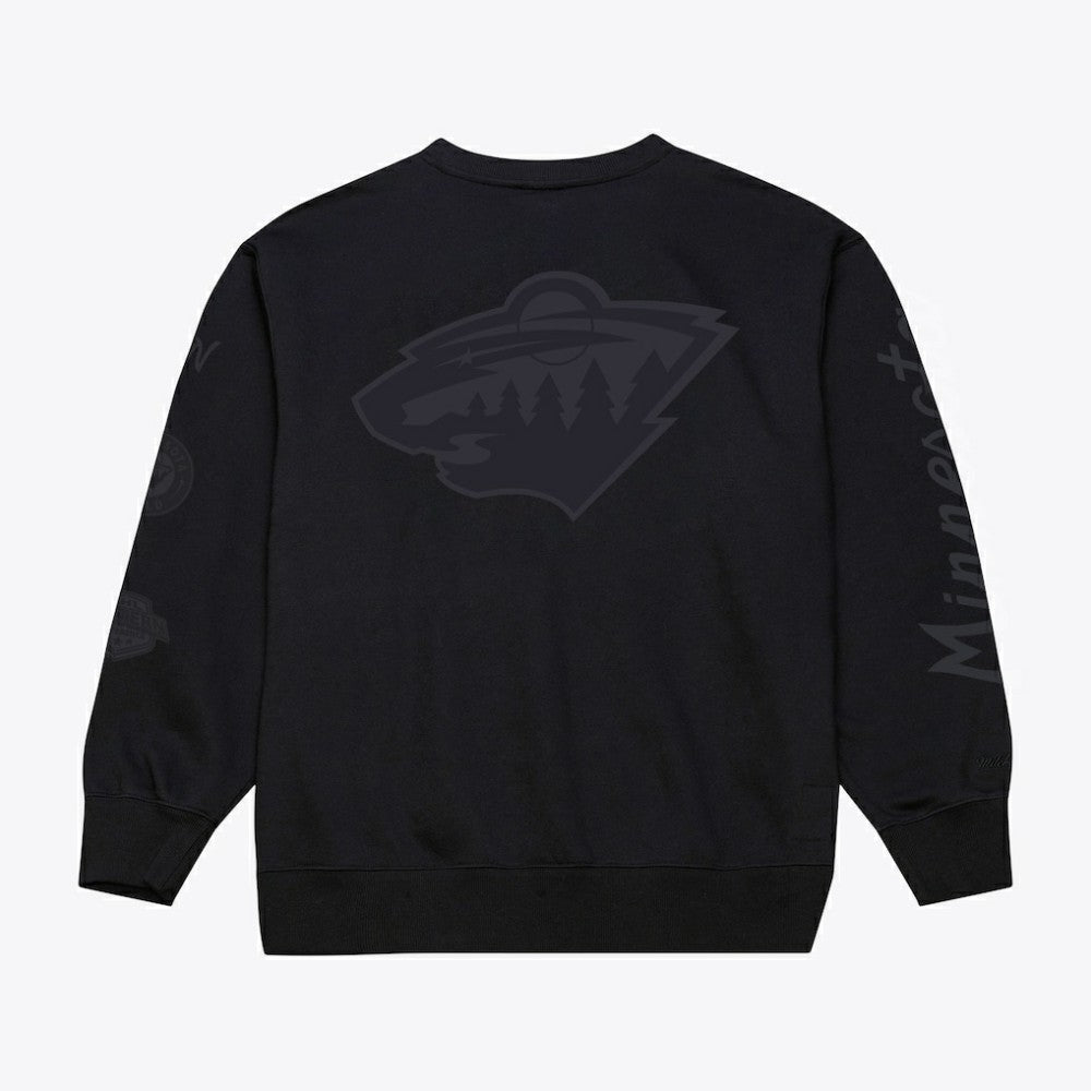 Minnesota Wild Mitchell & Ness Phantom Fleece Crew Neck Sweatshirt - Black - NHL