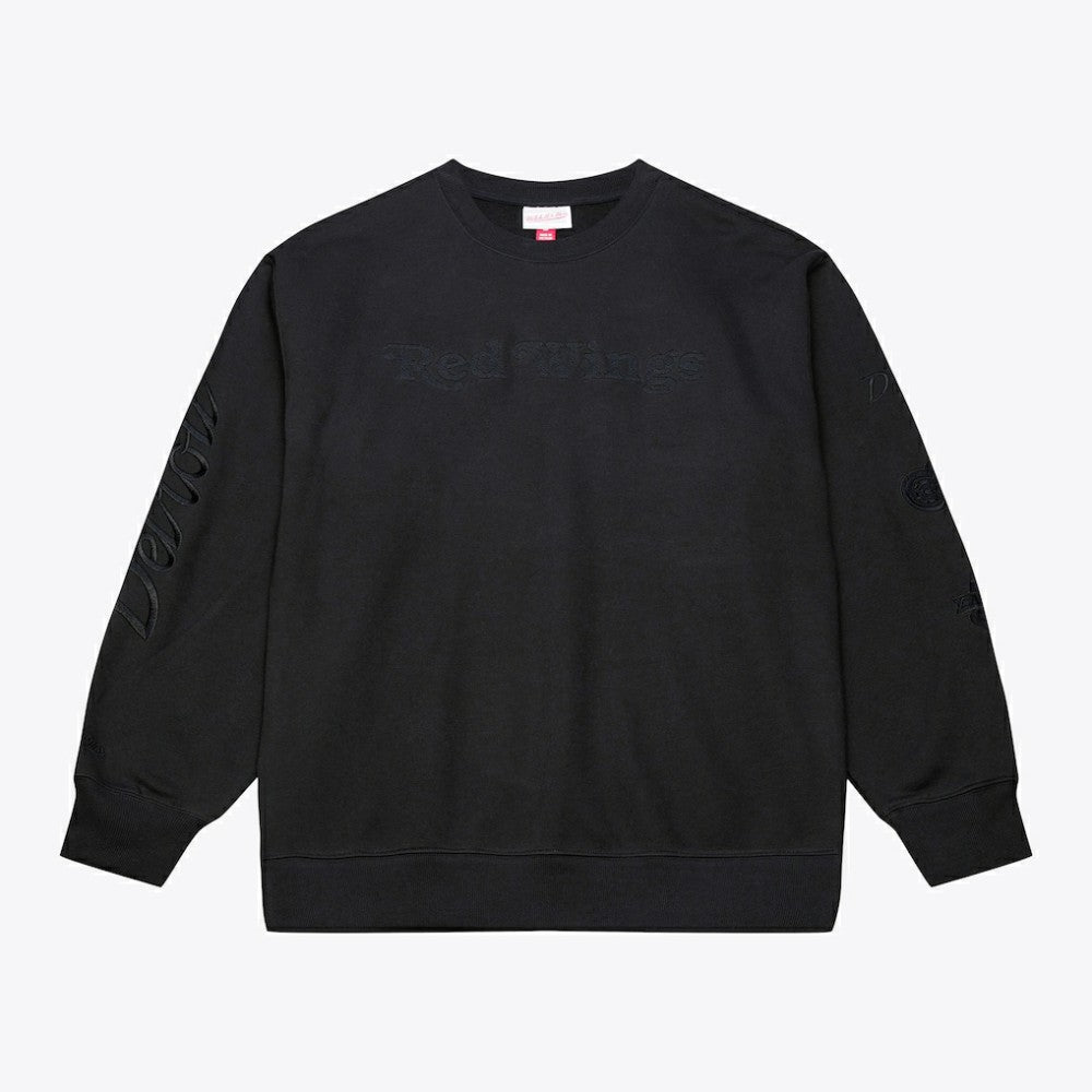 Detroit Red Wings Mitchell & Ness Phantom Fleece Crew Neck Sweatshirt - Black - NHL