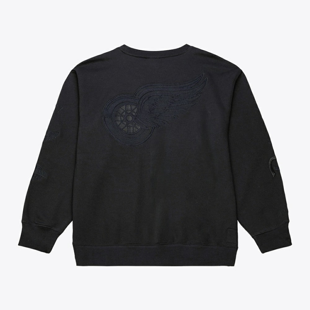 Detroit Red Wings Mitchell & Ness Phantom Fleece Crew Neck Sweatshirt - Black - NHL