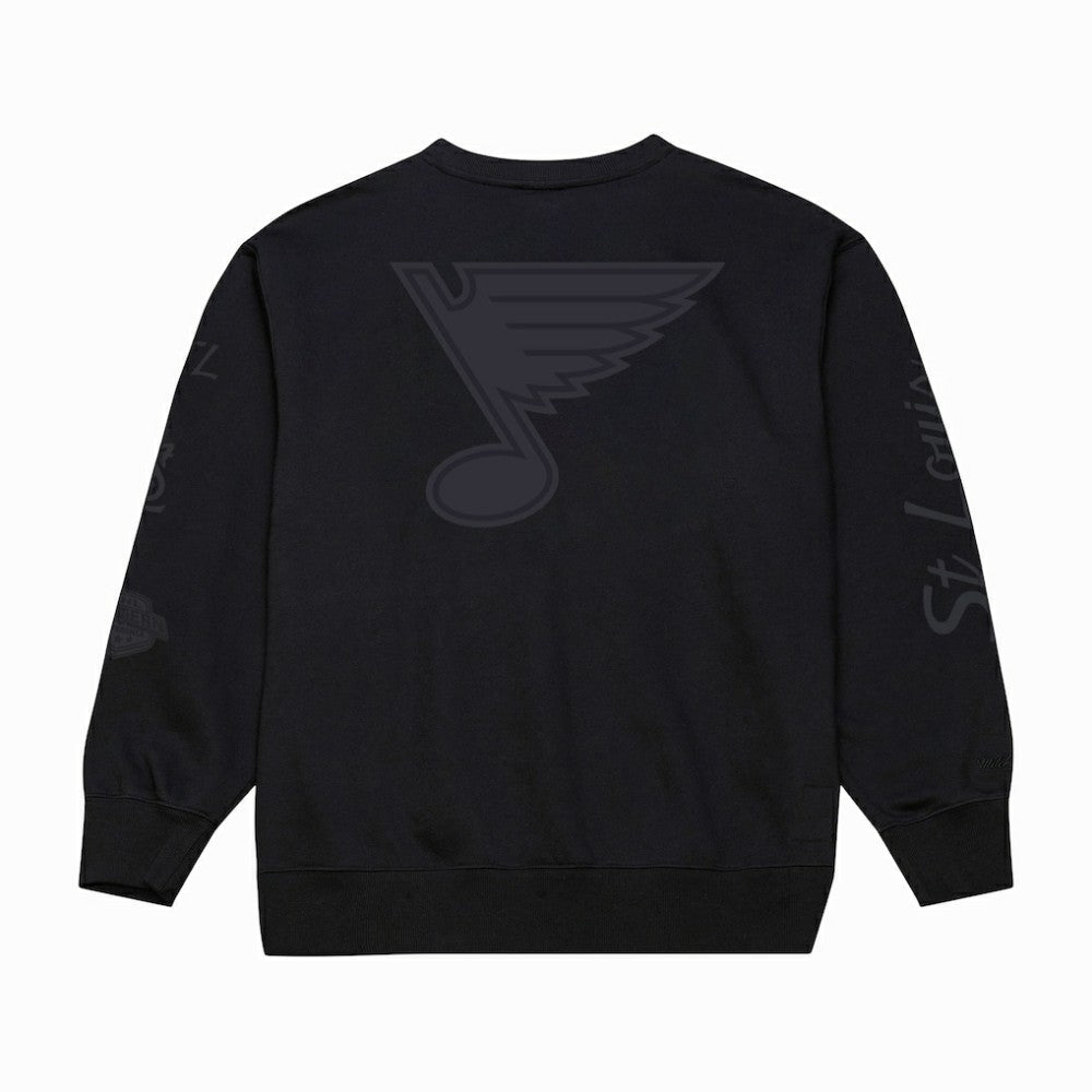 St. Louis Blues Mitchell & Ness Phantom Fleece Crew Neck Sweatshirt - Black - NHL