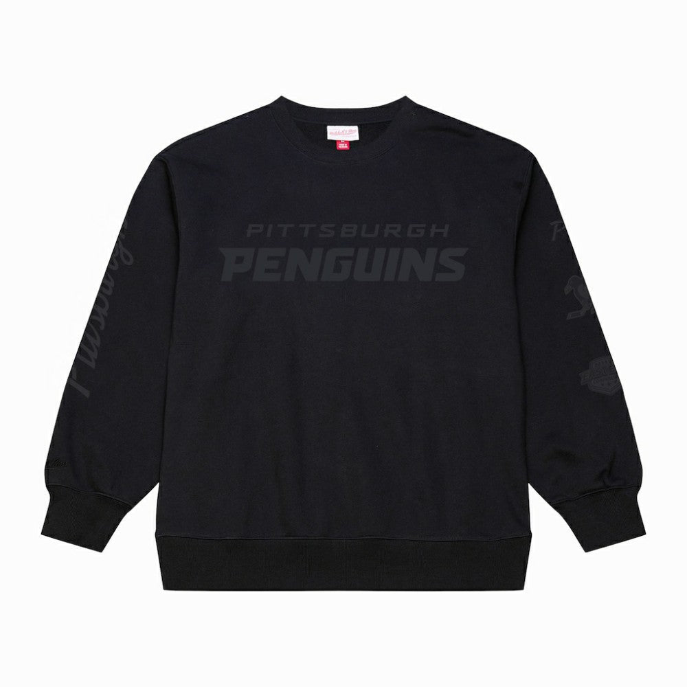 Pittsburgh Penguins Mitchell & Ness Phantom Fleece Crew Neck Sweatshirt - Black - NHL
