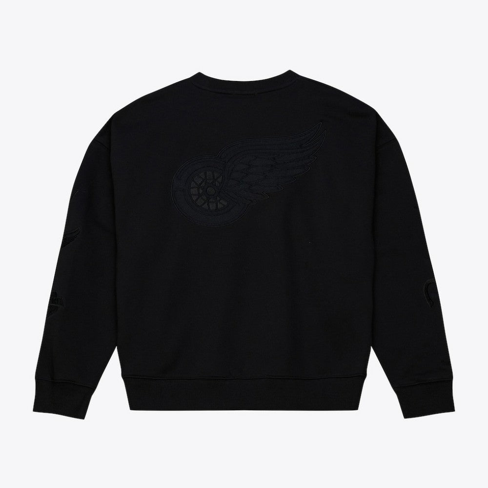 Detroit Red Wings Mitchell & Ness Unisex Phantom Fleece Crew Neck Sweatshirt - Black - NHL