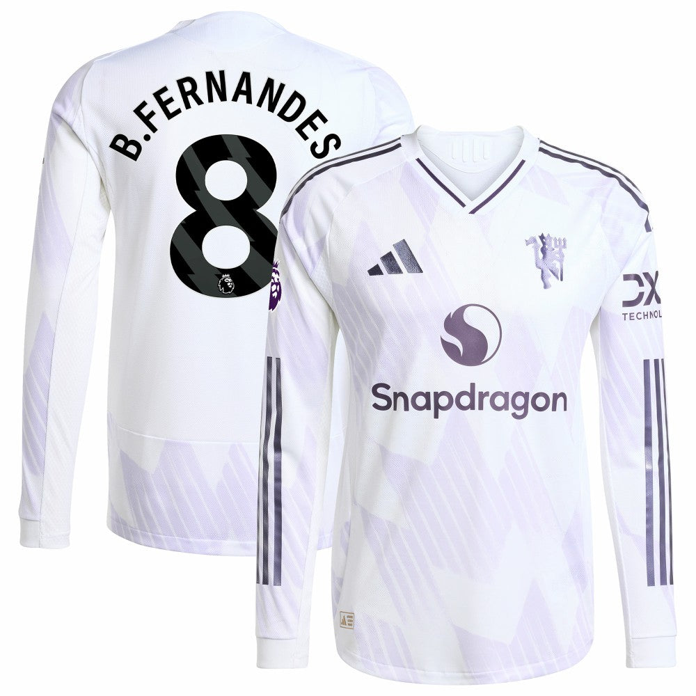 Bruno Fernandes Manchester United 2025/26 Away Long Sleeve Player Jersey White | Adidas Sale