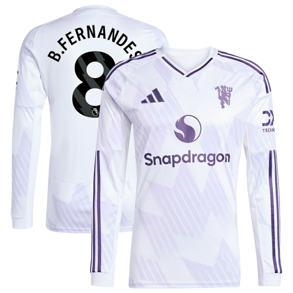 Bruno Fernandes Manchester United 2025/26 Away Replica Long Sleeve Player Jersey White | Adidas Online