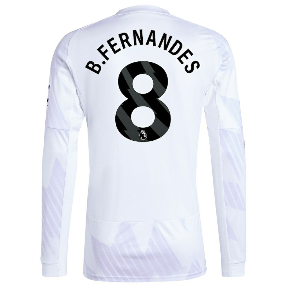 Bruno Fernandes Manchester United 2025/26 Away Replica Long Sleeve Player Jersey White | Adidas Online