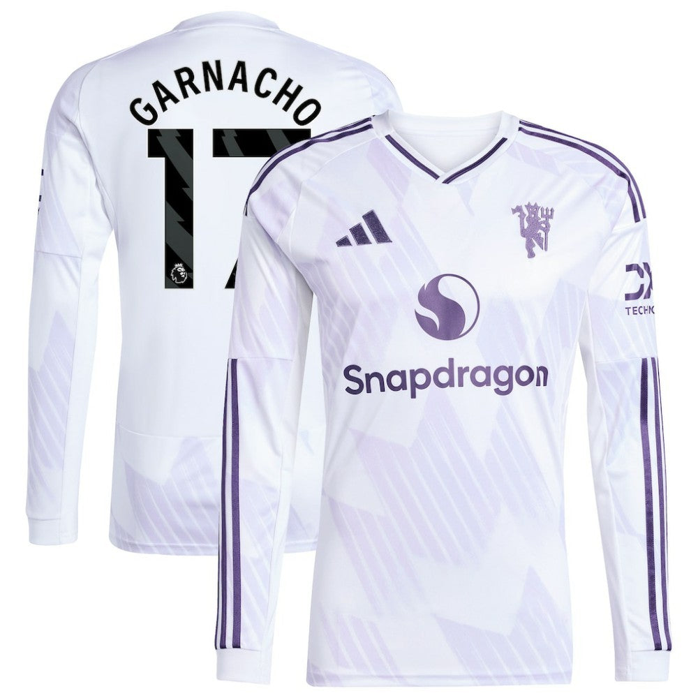 Alejandro Garnacho Manchester United 2025/26 Away Replica Long Sleeve Player Jersey White | Adidas Online