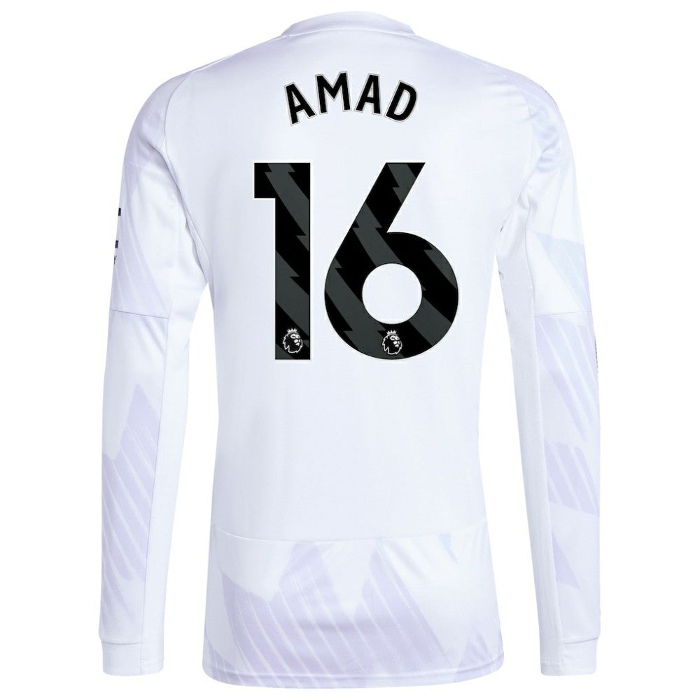 Amad Diallo Manchester United 2025/26 Away Replica Long Sleeve Player Jersey White | Adidas Sale