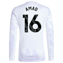 Amad Diallo Manchester United 2025/26 Away Replica Long Sleeve Player Jersey White | Adidas Sale