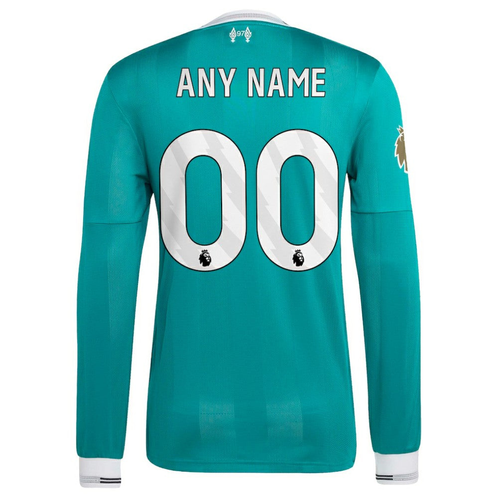 Liverpool 2025/26 Third Long Sleeve Custom Jersey Green | Adidas