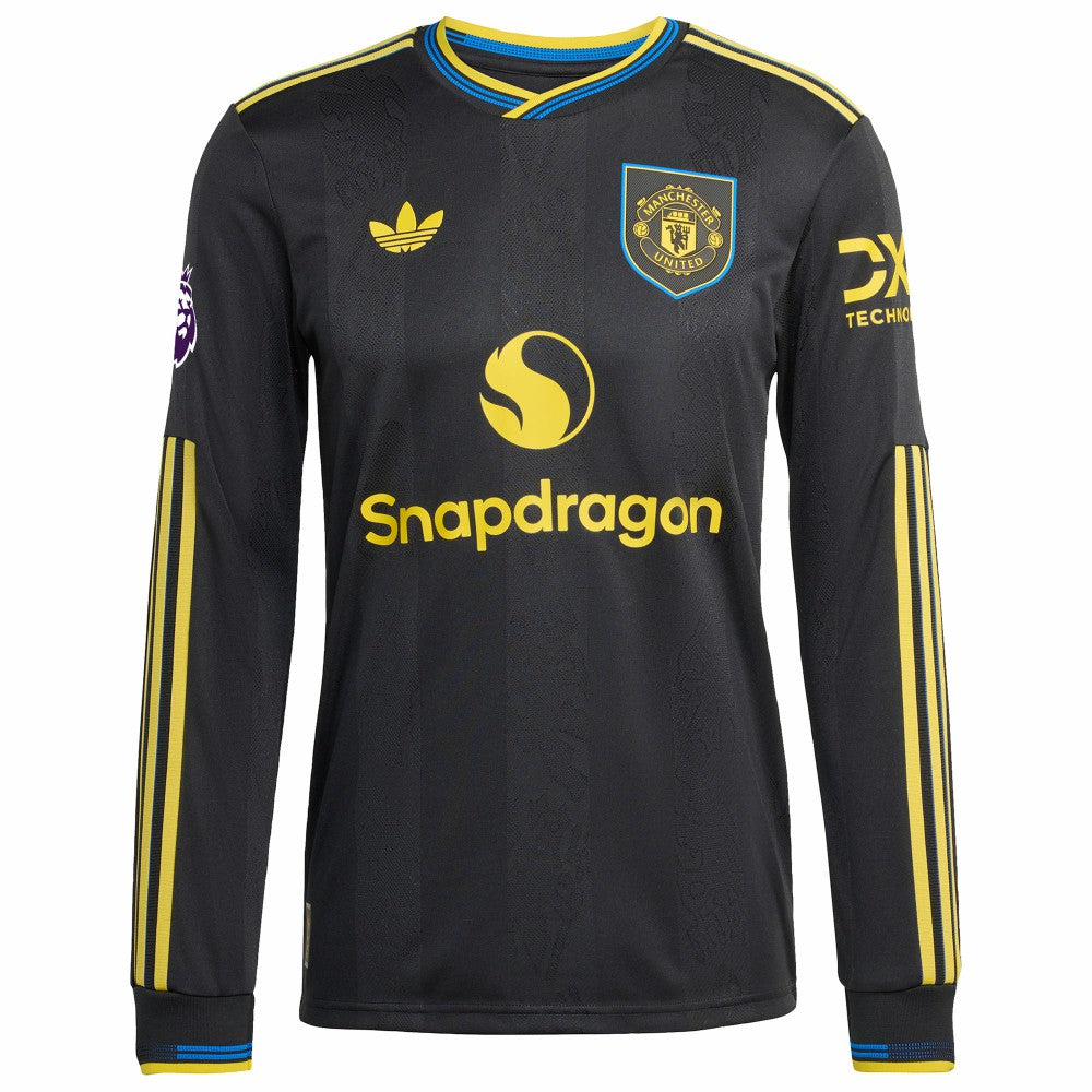 Manchester United 2025/26 Third Long Sleeve Custom Jersey Black | Adidas Sale