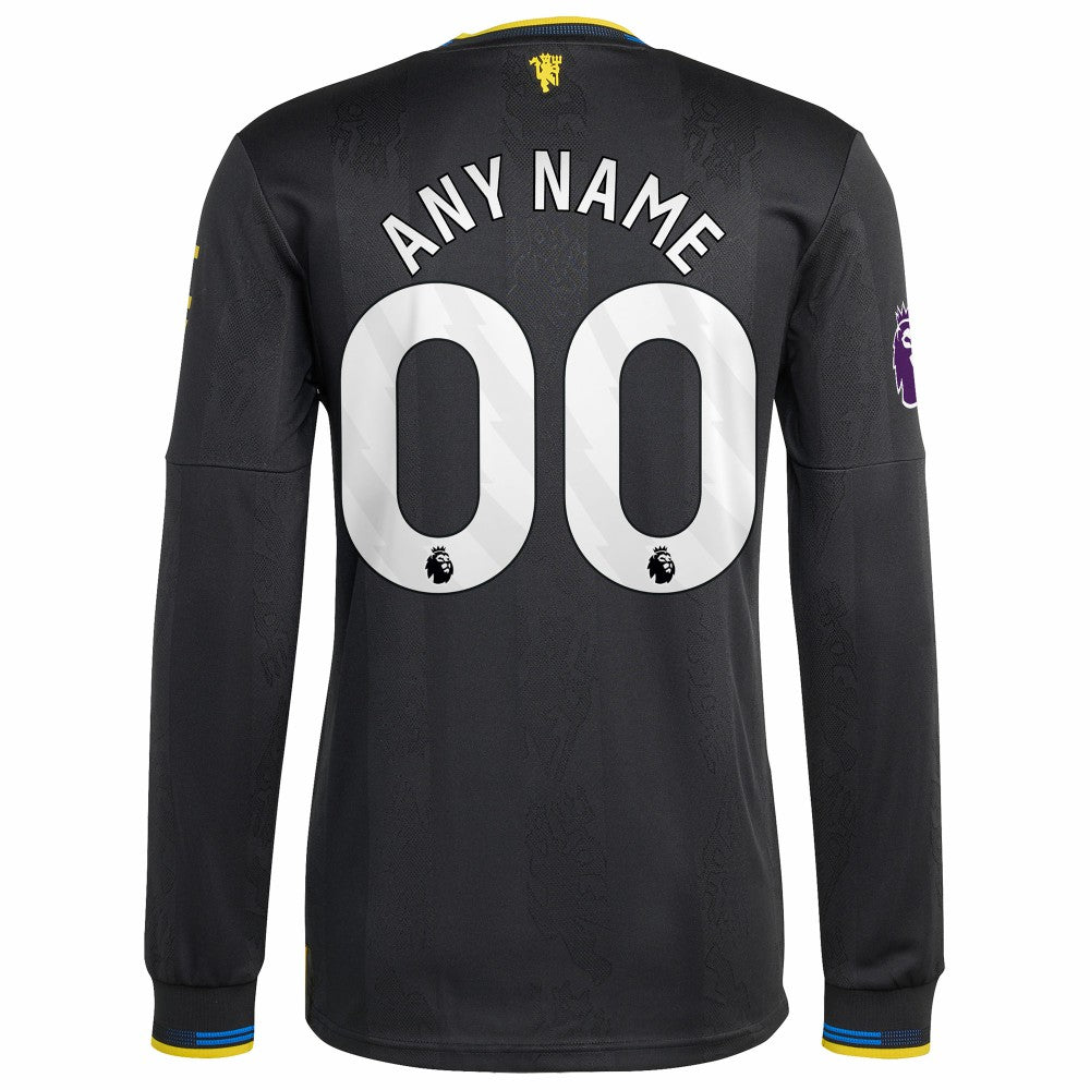 Manchester United 2025/26 Third Long Sleeve Custom Jersey Black | Adidas Sale