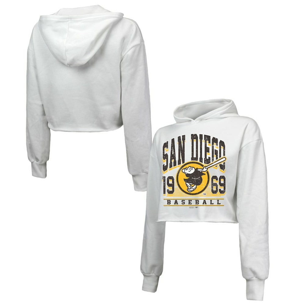 San Diego Padres Majestic Threads Women's Cropped Have A Field Day Tri-Blend Hoodie - MLB