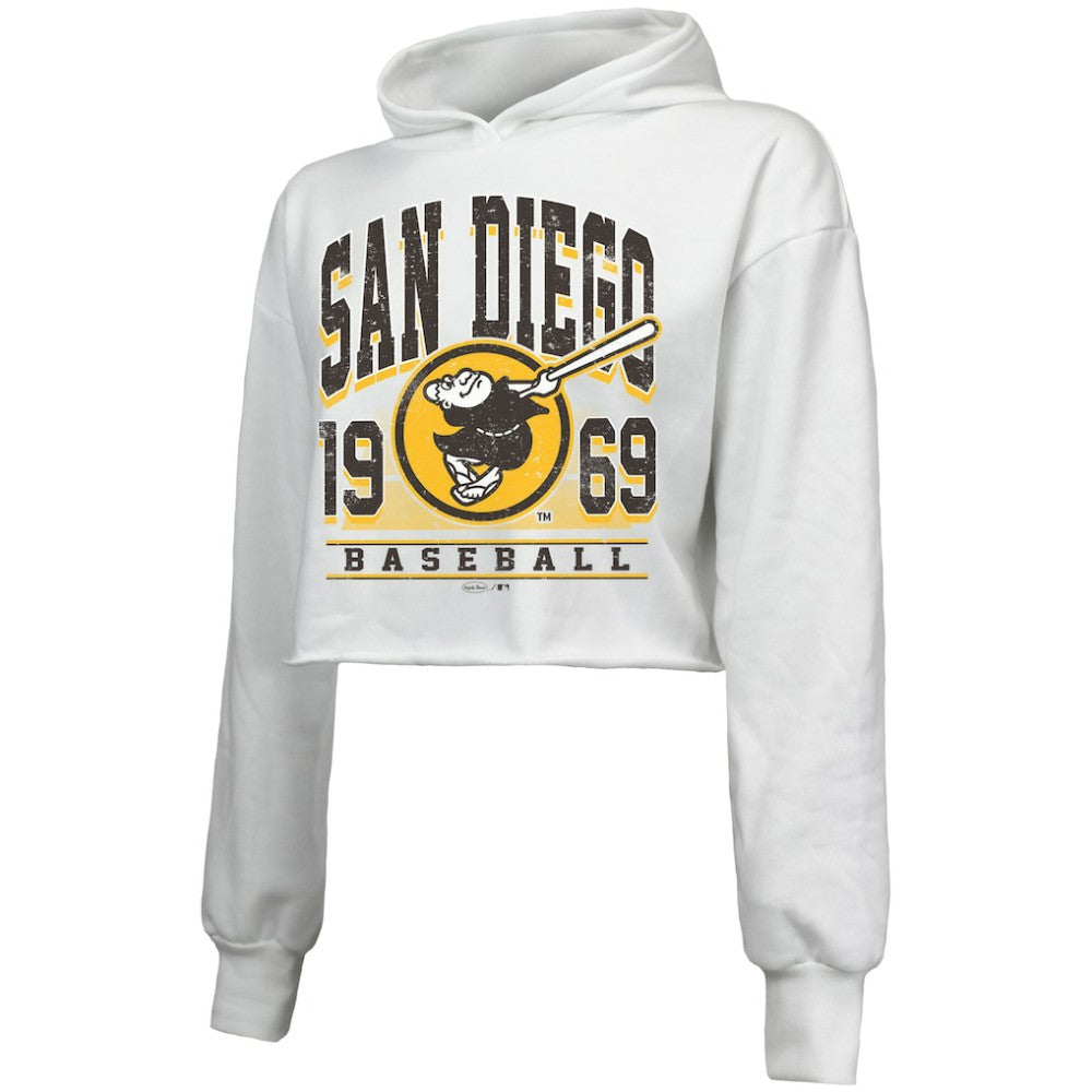 San Diego Padres Majestic Threads Women's Cropped Have A Field Day Tri-Blend Hoodie - MLB