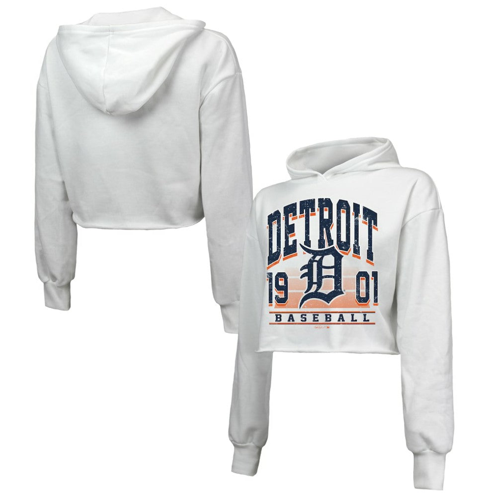 Detroit Tigers Majestic Threads Women's Cropped Have A Field Day Tri-Blend Hoodie - MLB