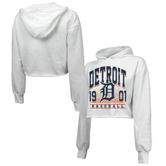 Detroit Tigers Majestic Threads Women's Cropped Have A Field Day Tri-Blend Hoodie - MLB