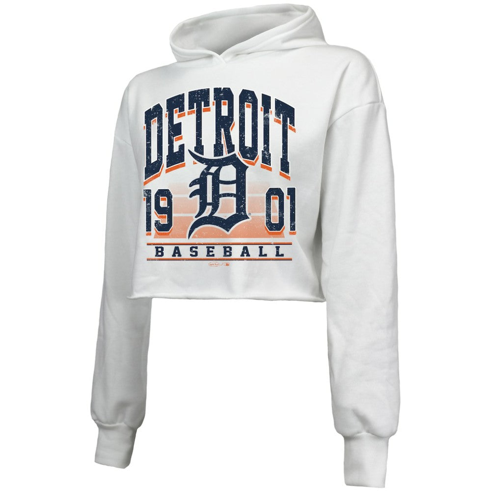 Detroit Tigers Majestic Threads Women's Cropped Have A Field Day Tri-Blend Hoodie - MLB
