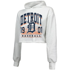 Detroit Tigers Majestic Threads Women's Cropped Have A Field Day Tri-Blend Hoodie - MLB