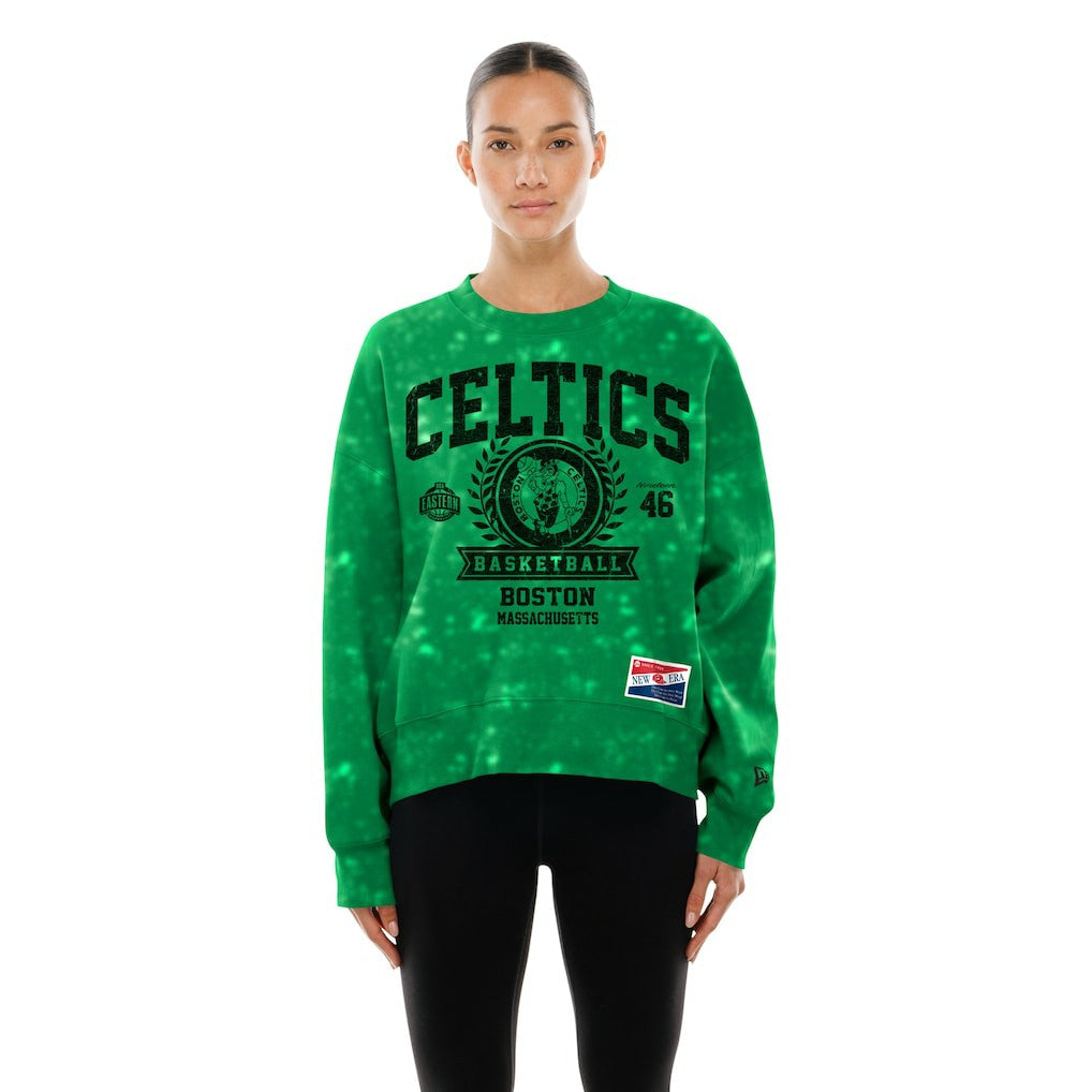 Boston Celtics Women's Throwback Collection Mineral Wash Crewneck Sweatshirt Kelly Green - NBA