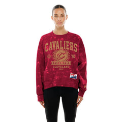 Cleveland Cavaliers Women's Throwback Collection Mineral Wash Crewneck Sweatshirt Wine - NBA