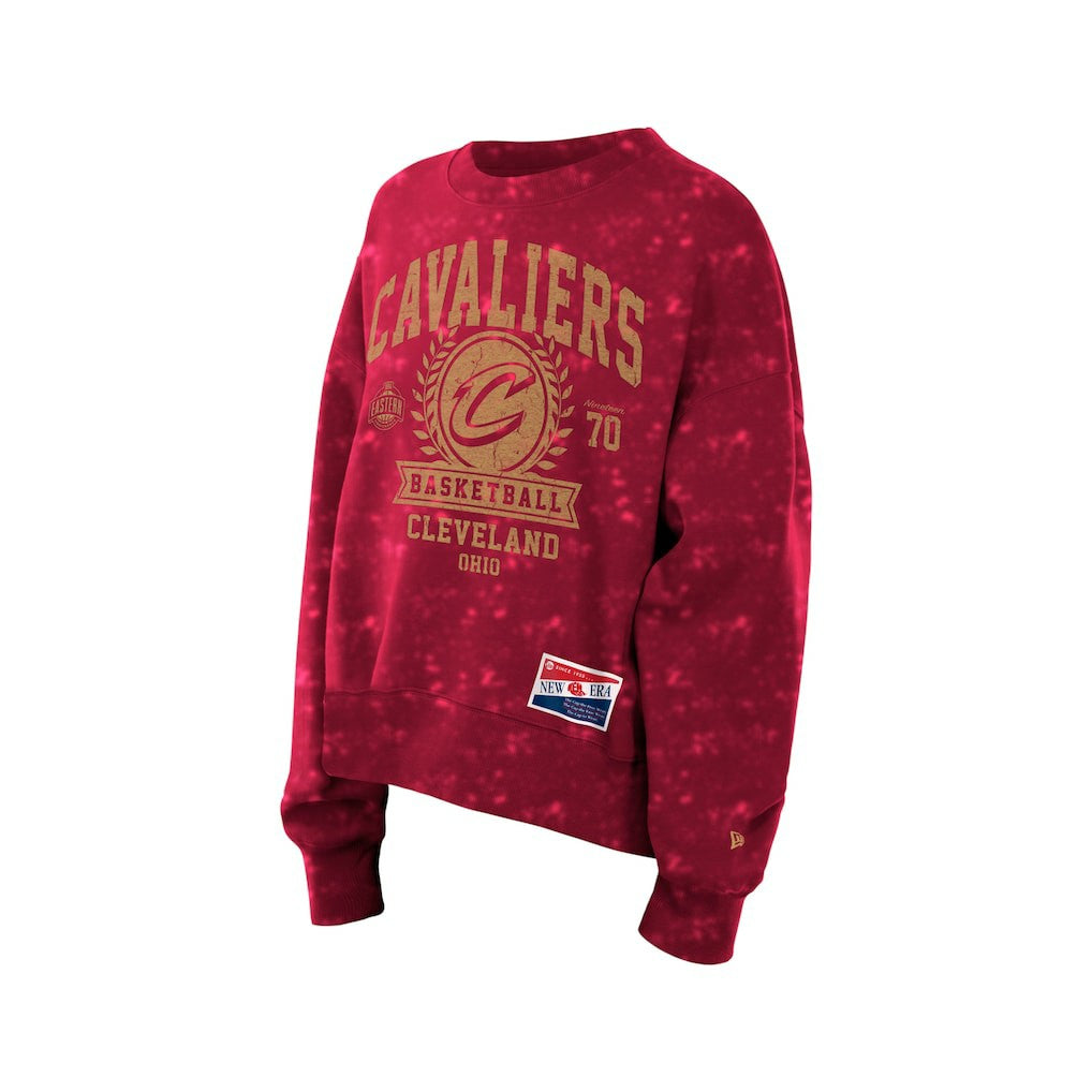 Cleveland Cavaliers Women's Throwback Collection Mineral Wash Crewneck Sweatshirt Wine - NBA