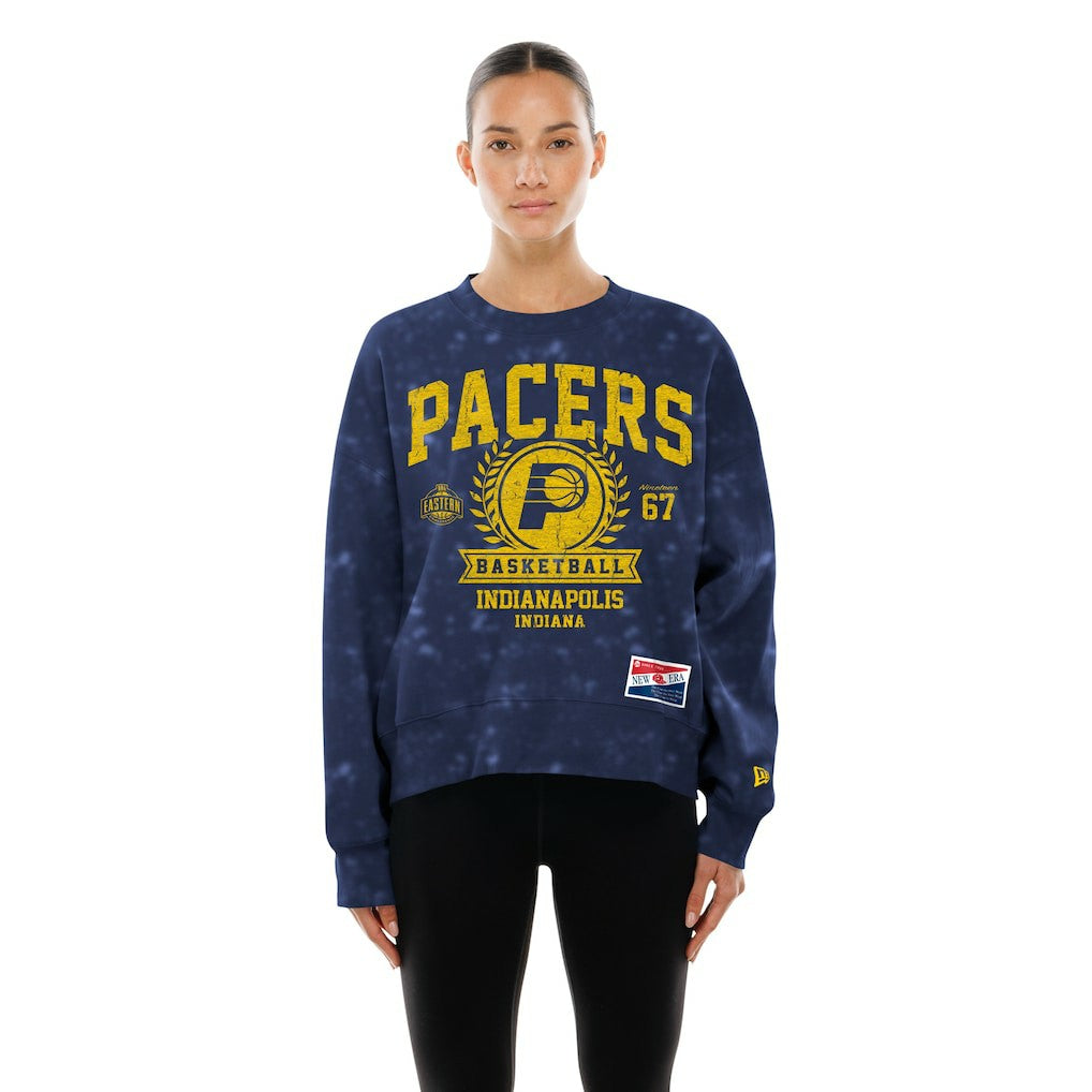 Indiana Pacers Women's Throwback Collection Mineral Wash Crewneck Sweatshirt Navy - NBA