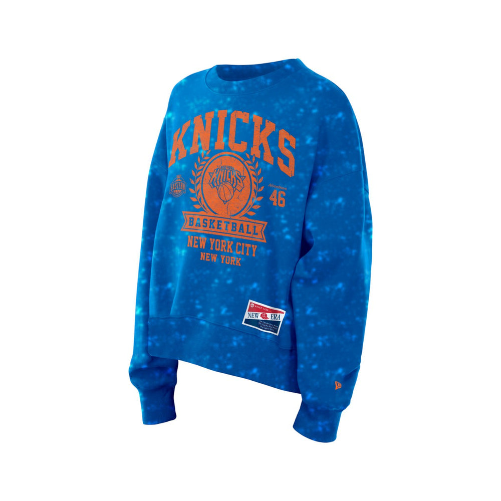 New York Knicks Women's Throwback Collection Mineral Wash Crewneck Sweatshirt Blue - NBA