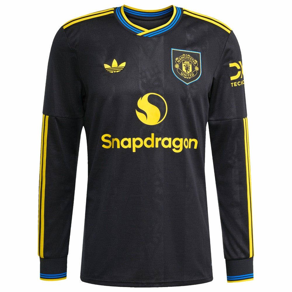 Manchester United 2025/26 Third Replica Long Sleeve Custom Jersey Black | Adidas discount