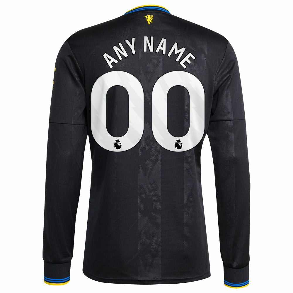 Manchester United 2025/26 Third Replica Long Sleeve Custom Jersey Black | Adidas discount