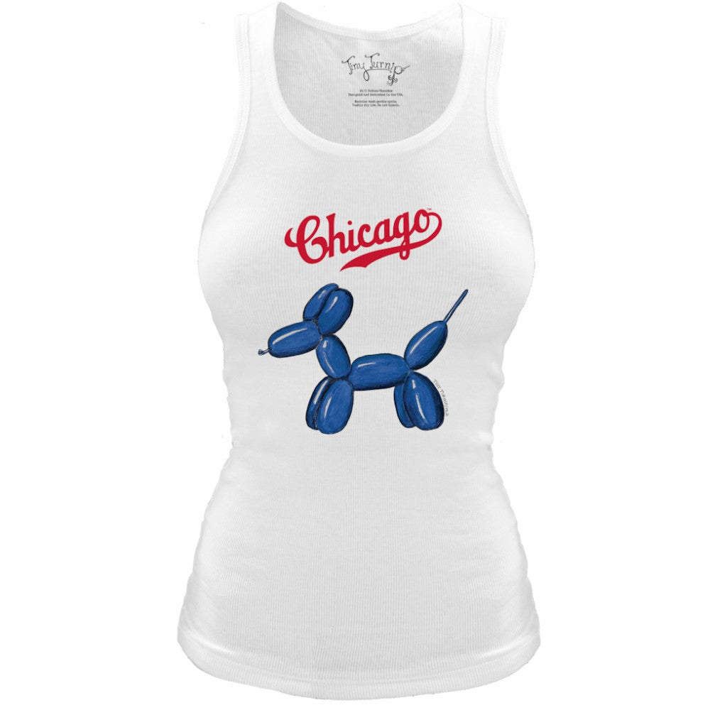 Chicago Cubs Tiny Turnip Women's Fitted Balloon Dog Tri-Blend Tank Top - MLB