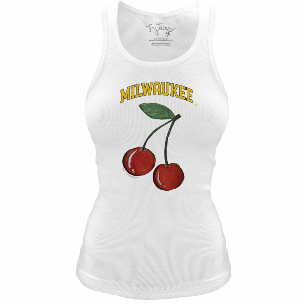 Milwaukee Brewers Tiny Turnip Women's Fitted Cherries Tri-Blend Tank Top - MLB