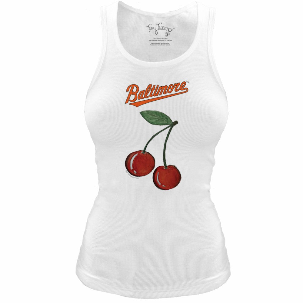 Baltimore Orioles Tiny Turnip Women's Fitted Cherries Tri-Blend Tank Top - MLB