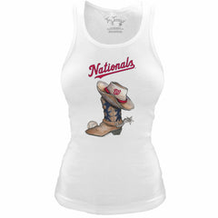 Washington Nationals Tiny Turnip Women's Fitted Vintage Cowboy Boot Tri-Blend Tank Top - MLB
