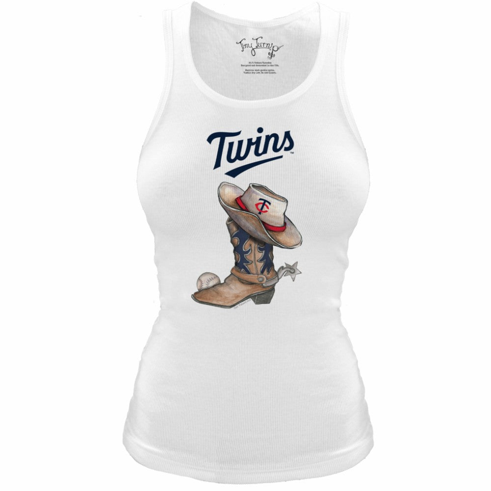 Minnesota Twins Tiny Turnip Women's Fitted Vintage Cowboy Boot Tri-Blend Tank Top - MLB