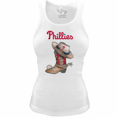 Philadelphia Phillies Tiny Turnip Women's Fitted Vintage Cowboy Boot Tri-Blend Tank Top - MLB