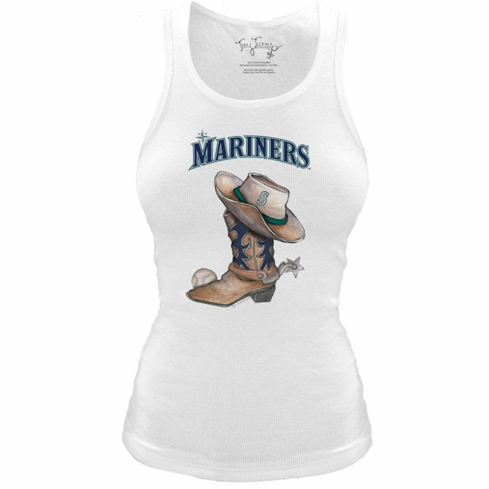 Seattle Mariners Tiny Turnip Women's Fitted Vintage Cowboy Boot Tri-Blend Tank Top - MLB