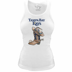 Tampa Bay Rays Tiny Turnip Women's Fitted Vintage Cowboy Boot Tri-Blend Tank Top - MLB