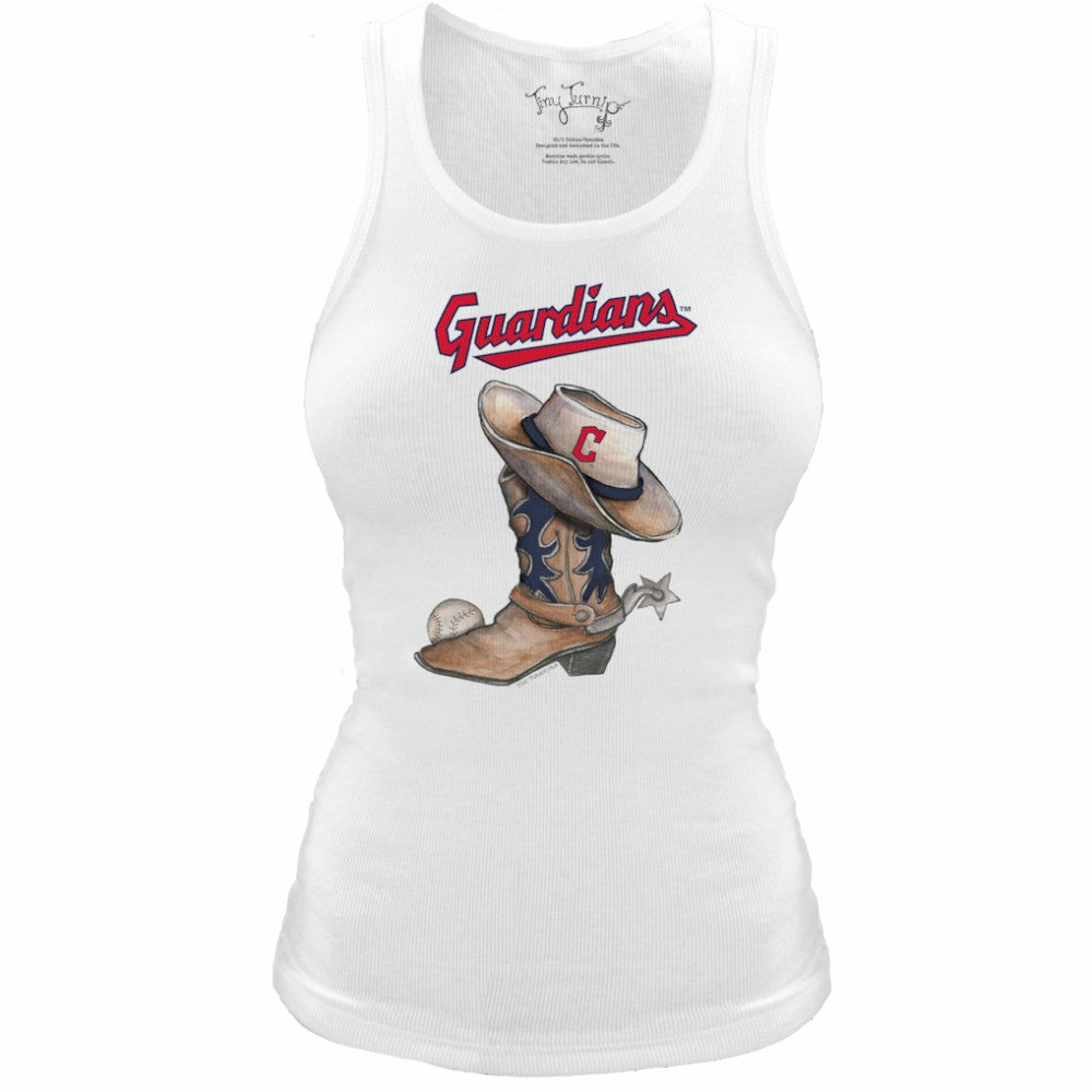 Cleveland Guardians Tiny Turnip Women's Fitted Vintage Cowboy Boot Tri-Blend Tank Top - MLB