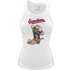 Cleveland Guardians Tiny Turnip Women's Fitted Vintage Cowboy Boot Tri-Blend Tank Top - MLB