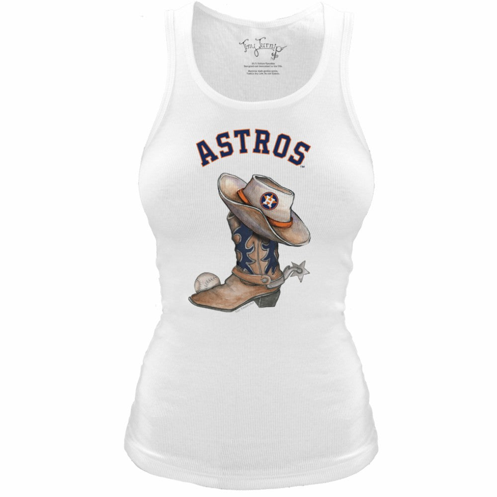 Houston Astros Tiny Turnip Women's Fitted Vintage Cowboy Boot Tri-Blend Tank Top - MLB