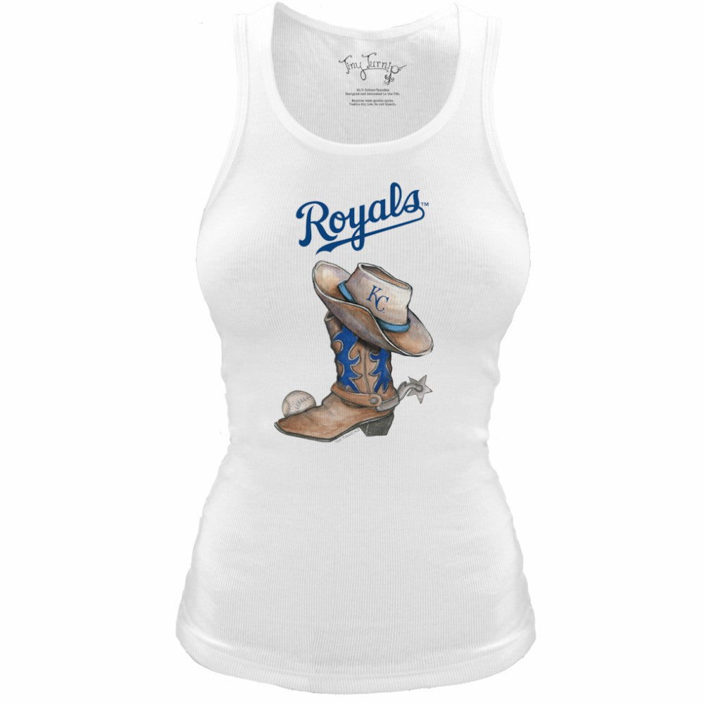 Kansas City Royals Tiny Turnip Women's Fitted Vintage Cowboy Boot Tri-Blend Tank Top - MLB