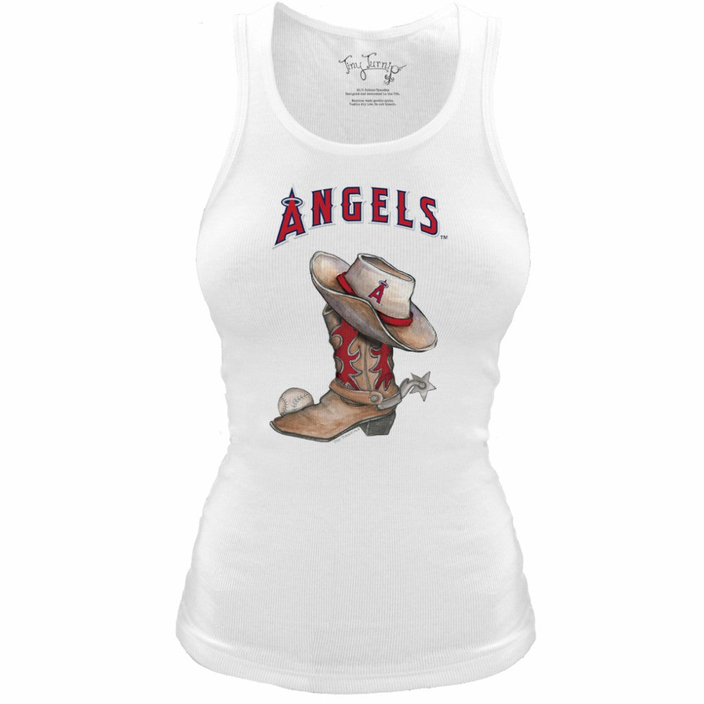 Los Angeles Angels Tiny Turnip Women's Fitted Vintage Cowboy Boot Tri-Blend Tank Top - MLB