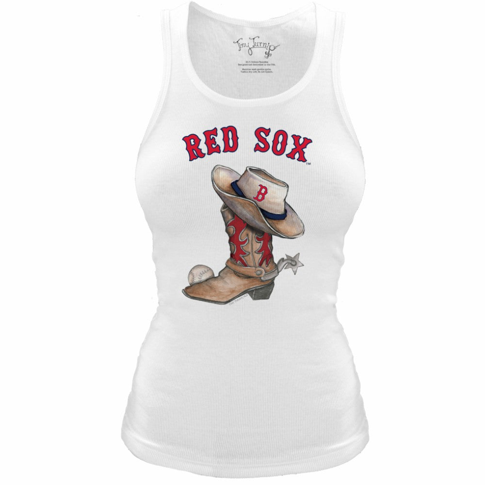 Boston Red Sox Tiny Turnip Women's Fitted Vintage Cowboy Boot Tri-Blend Tank Top - MLB