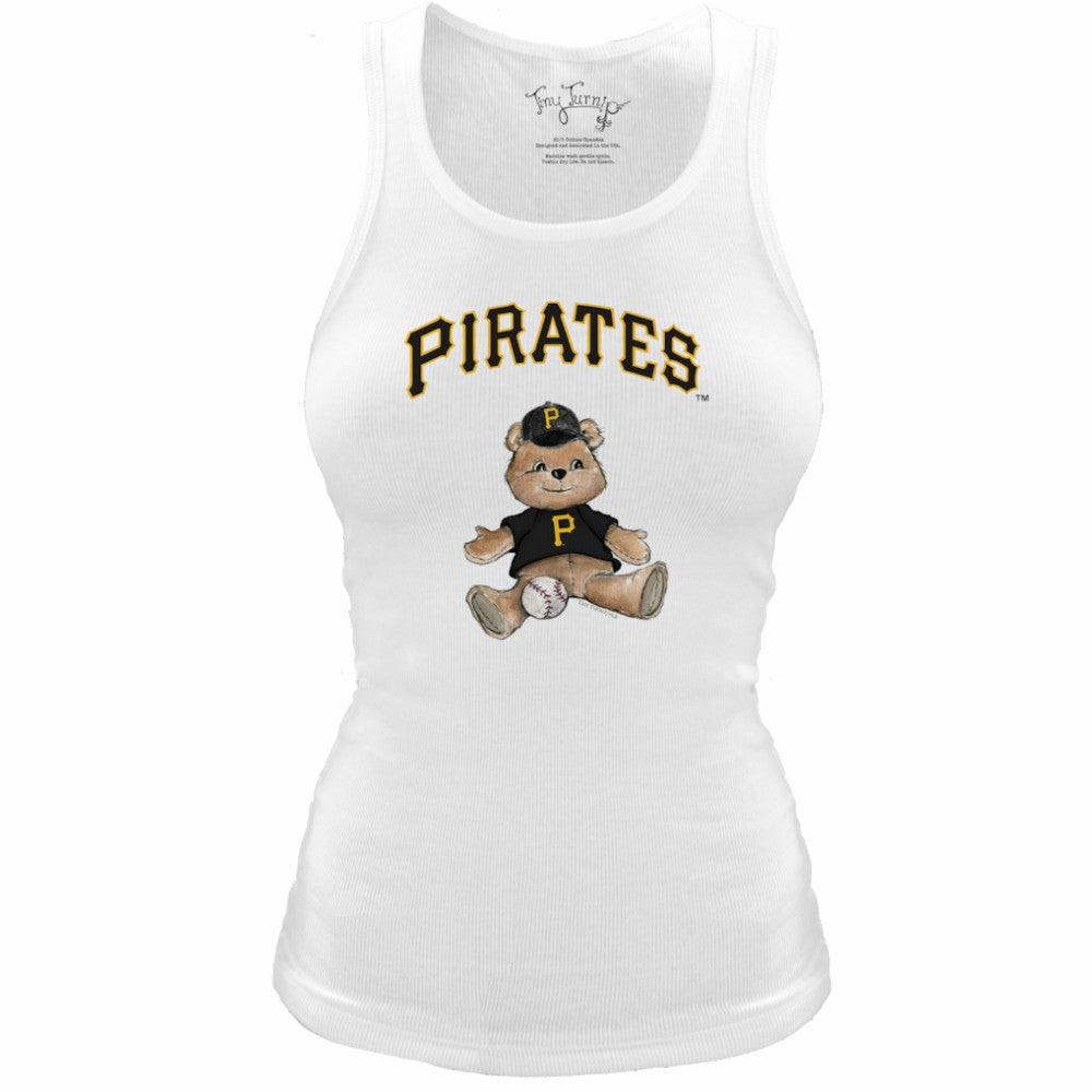 Pittsburgh Pirates Tiny Turnip Women's Fitted Teddy Bear Tri-Blend Tank Top - MLB