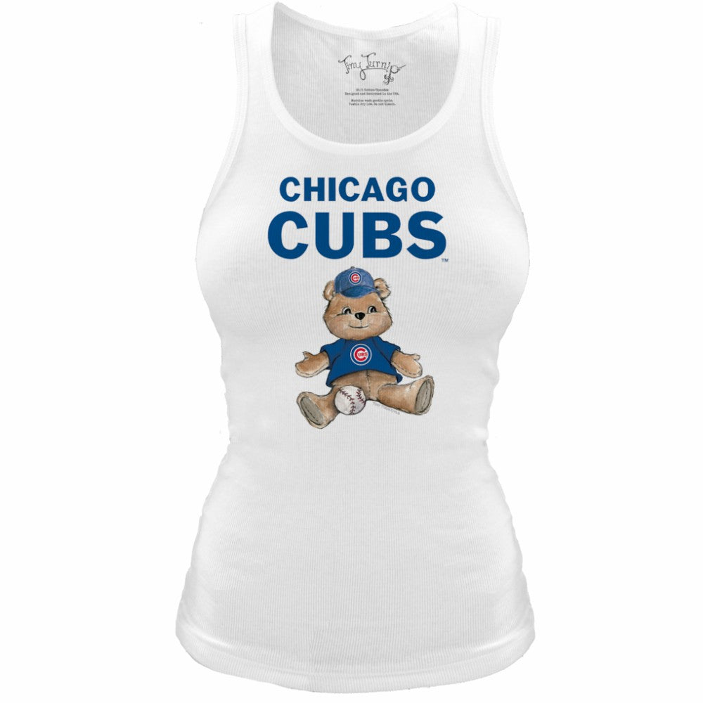 Chicago Cubs Tiny Turnip Women's Fitted Teddy Bear Tri-Blend Tank Top - MLB