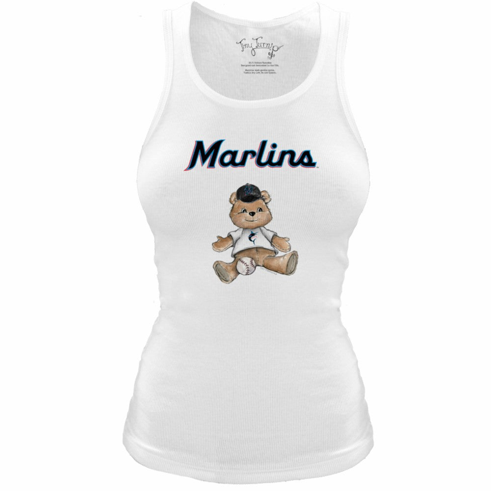 Miami Marlins Tiny Turnip Women's Fitted Teddy Bear Tri-Blend Tank Top - MLB