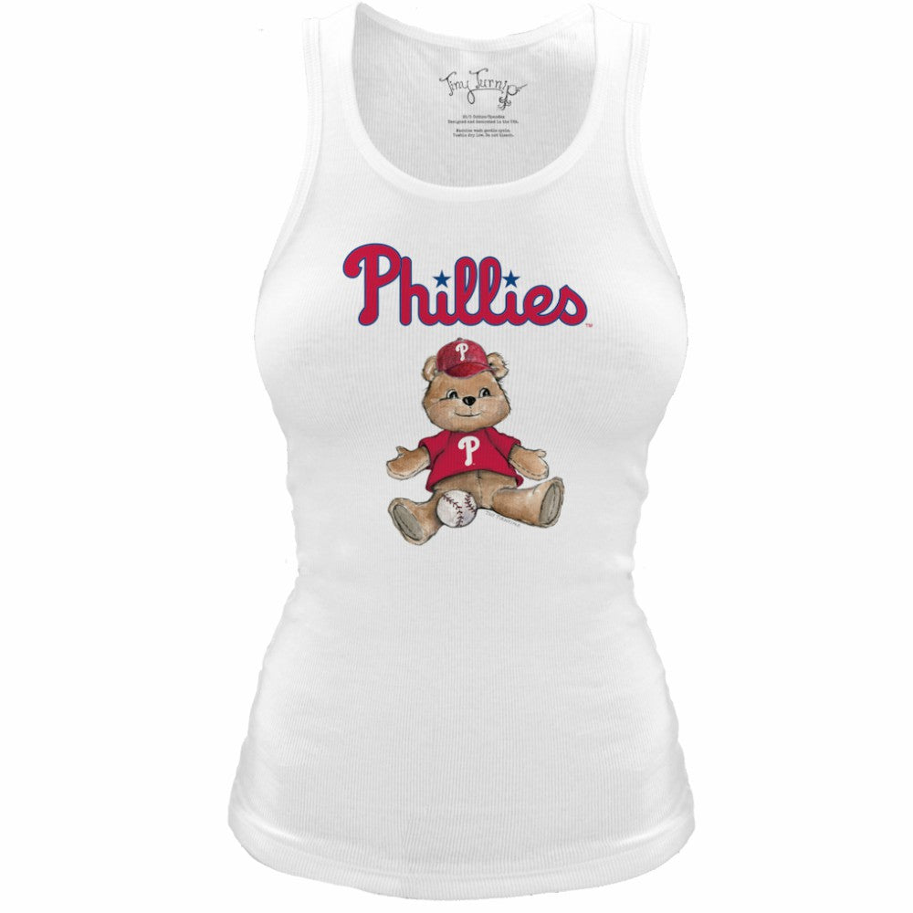 Philadelphia Phillies Tiny Turnip Women's Fitted Teddy Bear Tri-Blend Tank Top - MLB