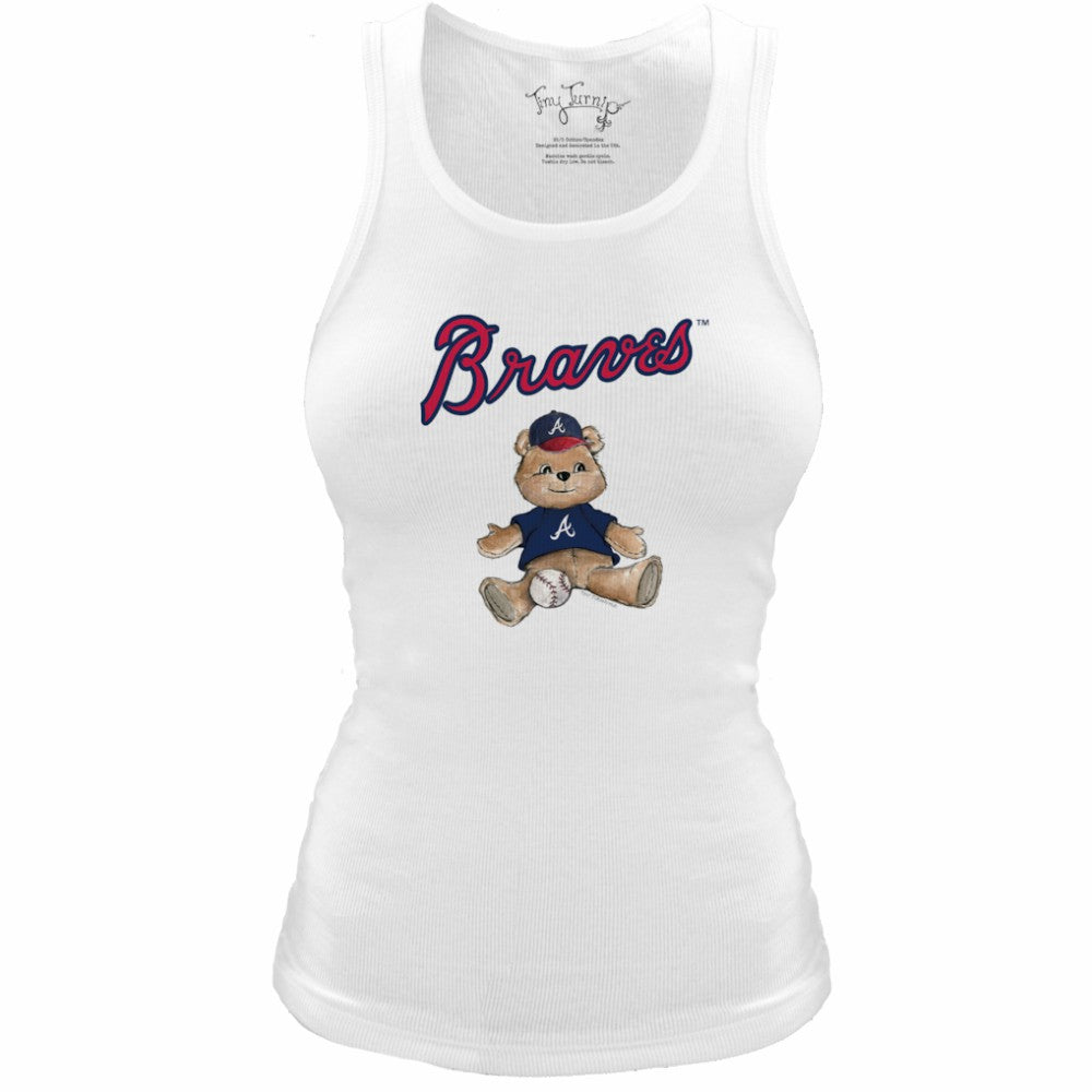 Atlanta Braves Tiny Turnip Women's Fitted Teddy Bear Tri-Blend Tank Top - MLB