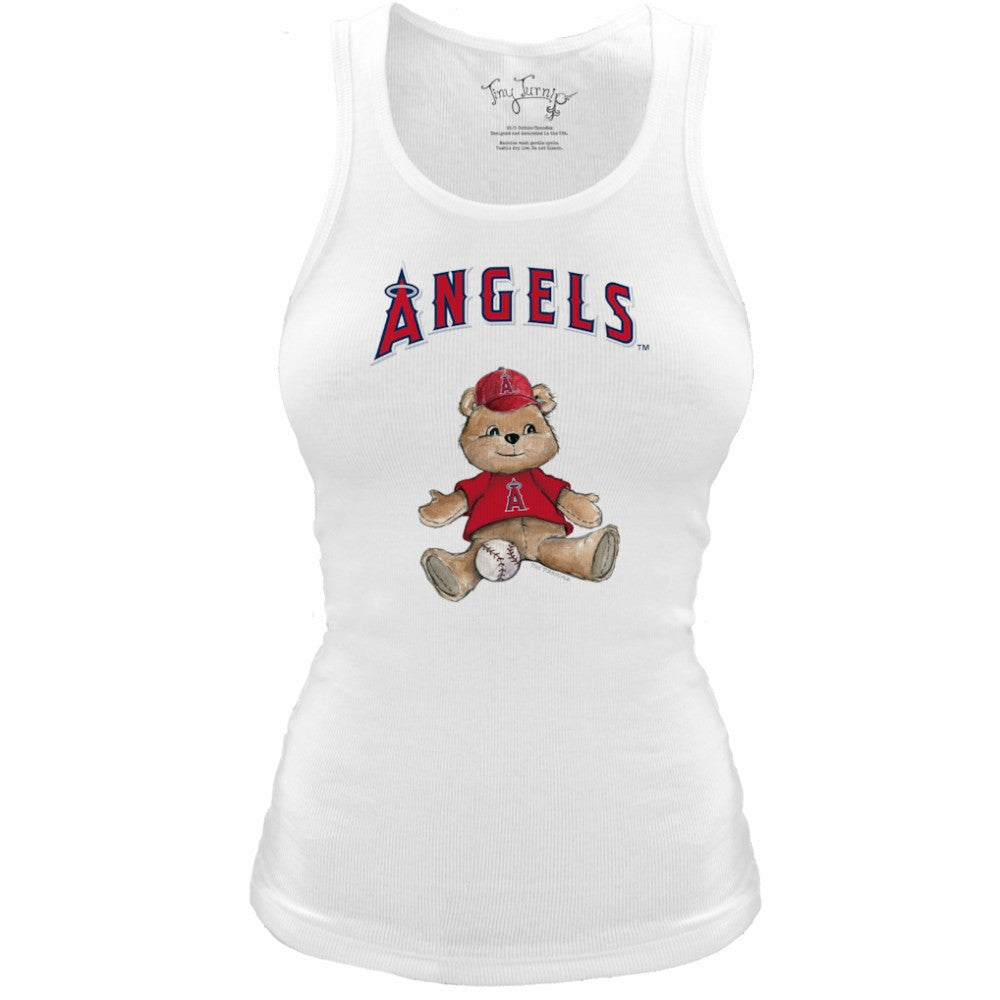 Los Angeles Angels Tiny Turnip Women's Fitted Teddy Bear Tri-Blend Tank Top - MLB