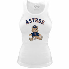 Houston Astros Tiny Turnip Women's Fitted Teddy Bear Tri-Blend Tank Top - MLB